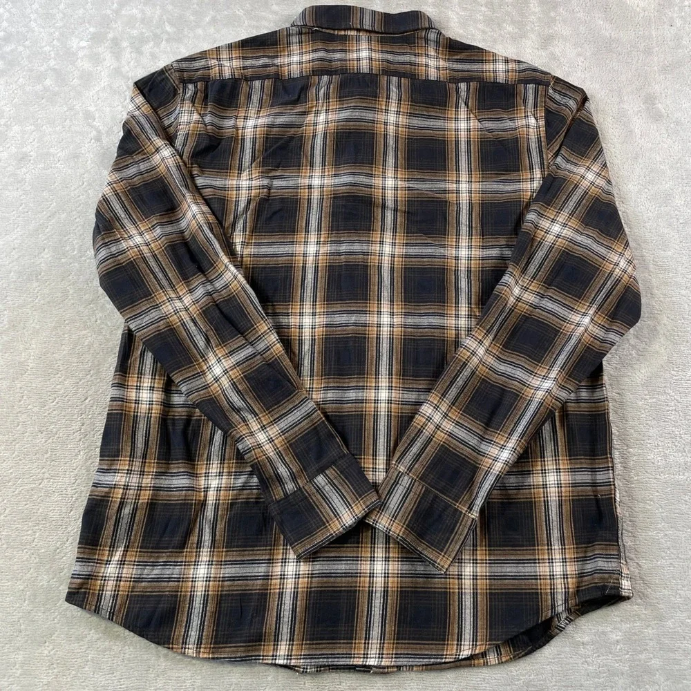 Banana Republic Shirt Untucked Fit Mens Large Black Plaid Slim Fit Preppy Office